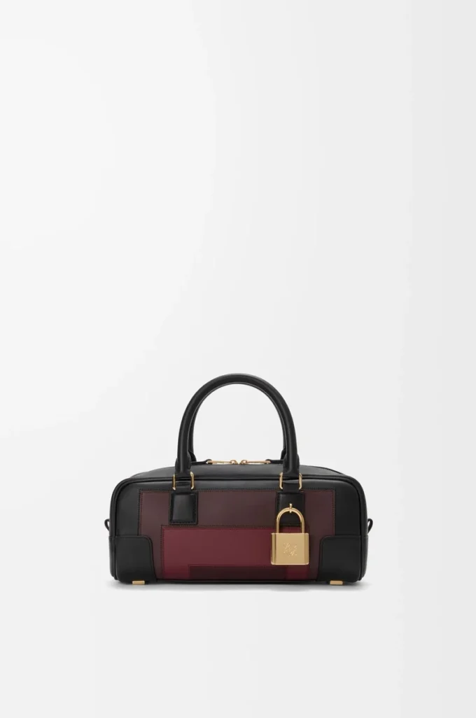 Amazona 23 cropped bag in nappa calfskin Black/Burgundy