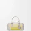 Amazona 23 cropped bag in nappa calfskin Pale Grey/Light Citrine