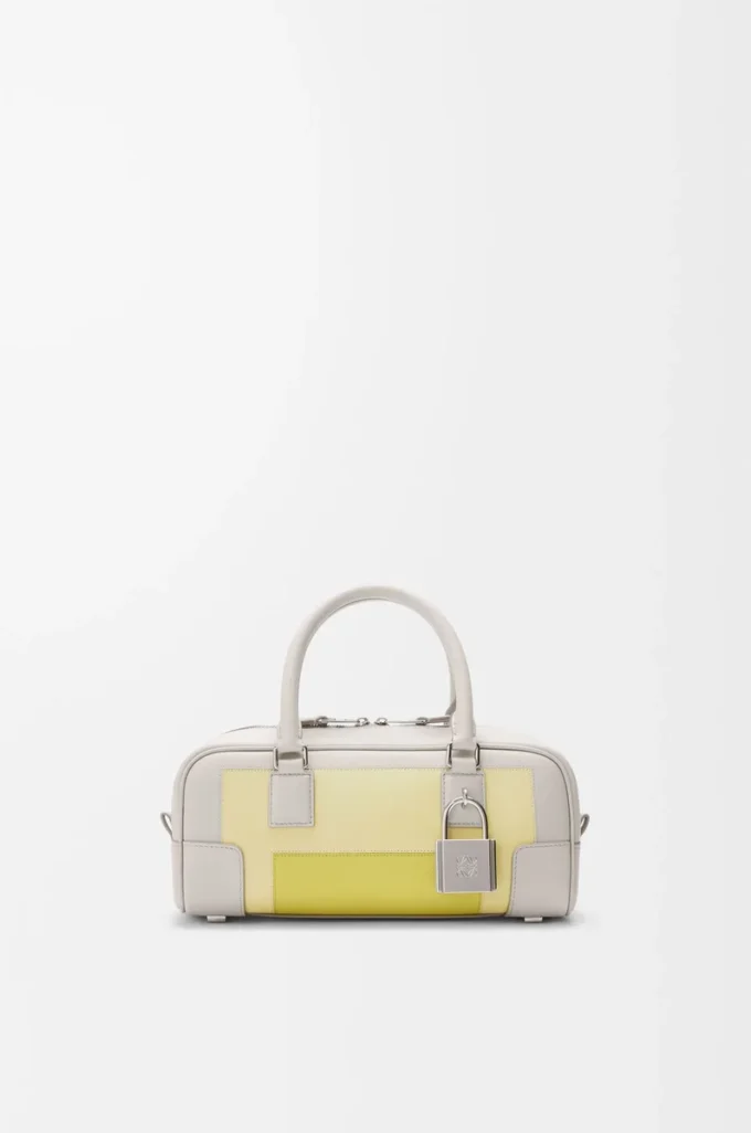 Amazona 23 cropped bag in nappa calfskin Pale Grey/Light Citrine