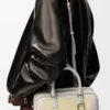 Amazona 23 cropped bag in nappa calfskin Pale Grey/Light Citrine