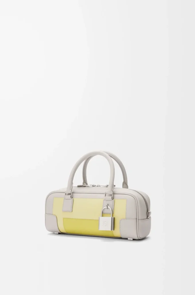Amazona 23 cropped bag in nappa calfskin Pale Grey/Light Citrine