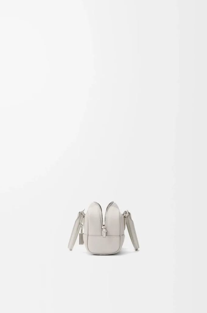 Amazona 23 cropped bag in nappa calfskin Pale Grey/Light Citrine