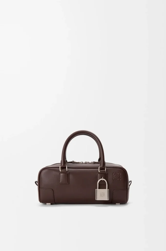 Amazona 23 cropped bag in shiny calfskin Dark Chestnut