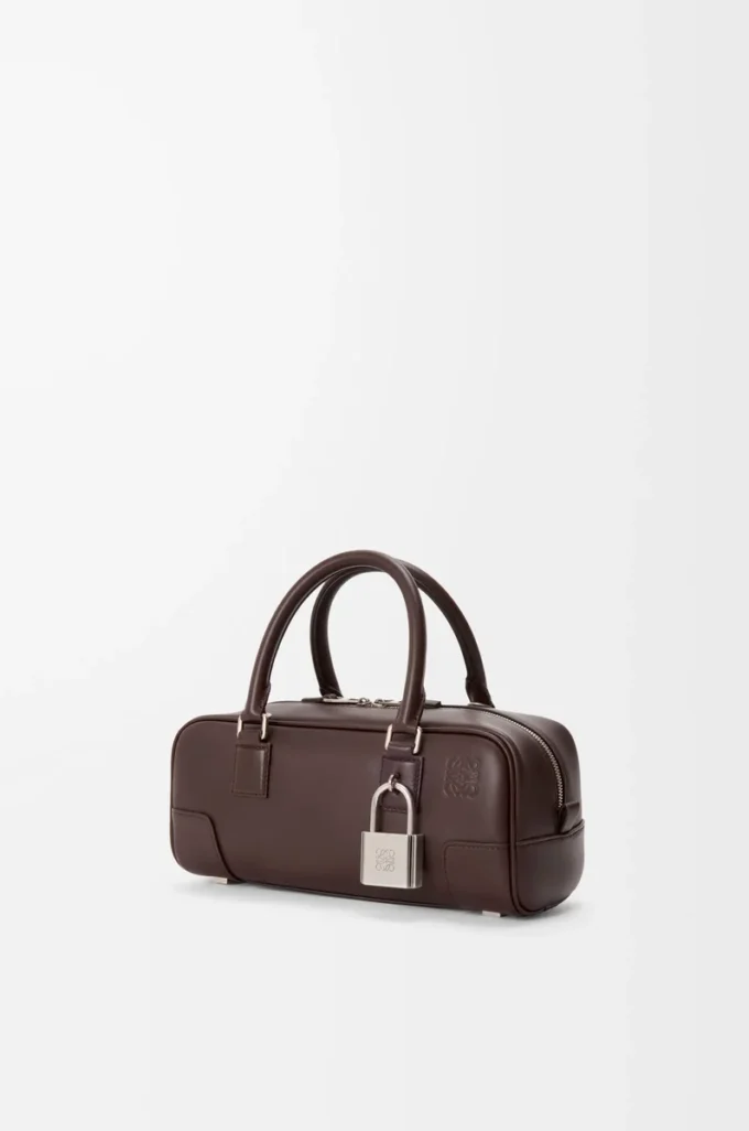 Amazona 23 cropped bag in shiny calfskin Dark Chestnut