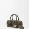 Amazona 23 cropped bag in tartan suede and nappa calfskin Khaki/Green