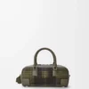 Amazona 23 cropped bag in tartan suede and nappa calfskin Khaki/Green