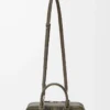 Amazona 23 cropped bag in tartan suede and nappa calfskin Khaki/Green