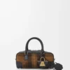 Amazona 23 cropped bag in tartan suede and nappa calfskin Tan/Black