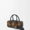 Amazona 23 cropped bag in tartan suede and nappa calfskin Tan/Black