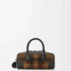 Amazona 23 cropped bag in tartan suede and nappa calfskin Tan/Black