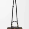 Amazona 23 cropped bag in tartan suede and nappa calfskin Tan/Black