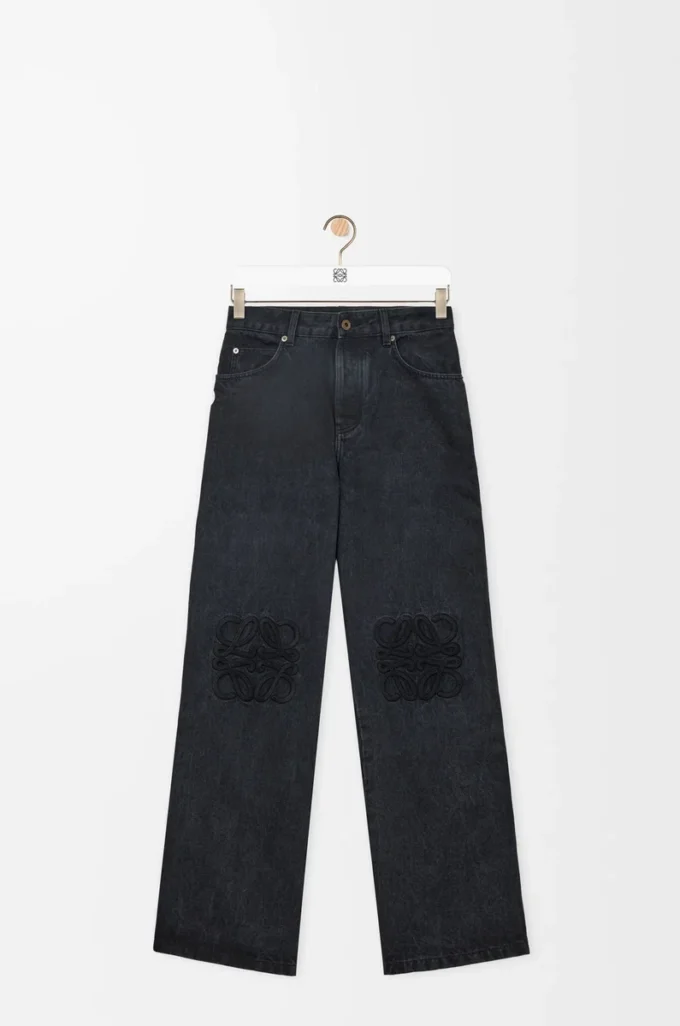 Anagram baggy jeans in denim Black