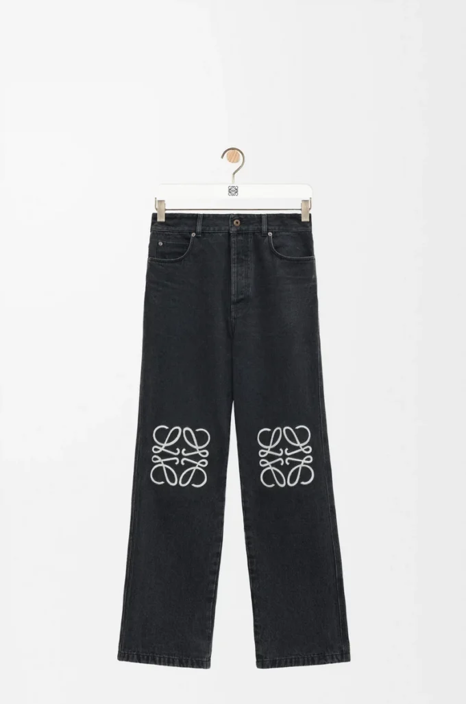 Anagram baggy jeans in denim Black