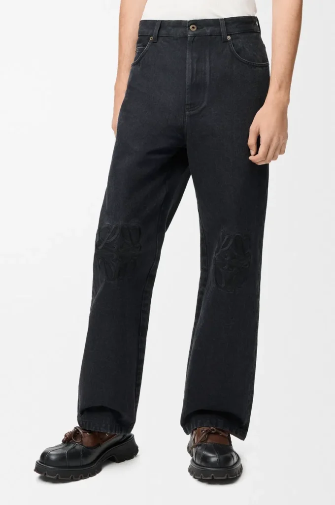 Anagram baggy jeans in denim Black