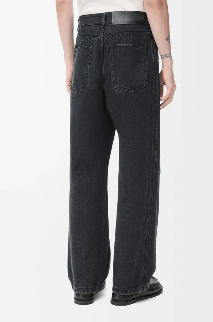 Anagram baggy jeans in denim Black