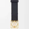 Anagram belt in pebble grain calfskin Black/Gold