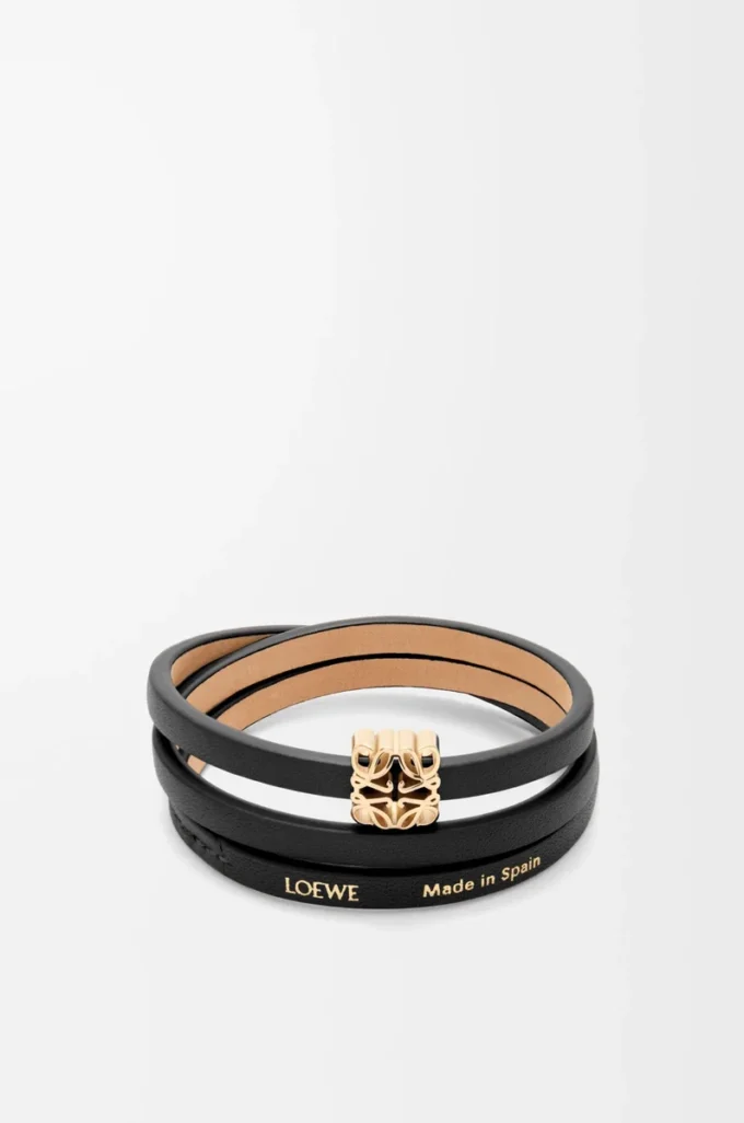 Anagram Bombé twist bracelet in calfskin Black