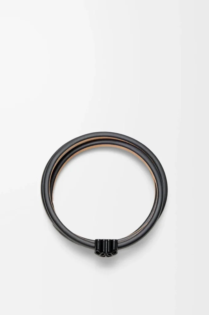 Anagram Bombé twist bracelet in calfskin Black
