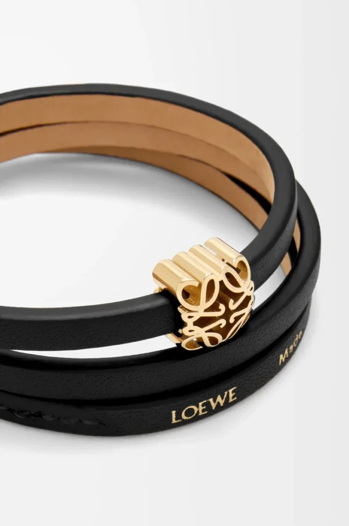 Anagram Bombé twist bracelet in calfskin Black