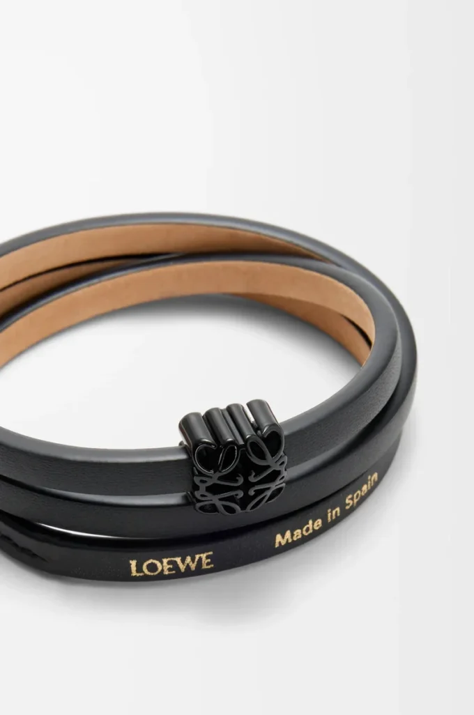 Anagram Bombé twist bracelet in calfskin Black