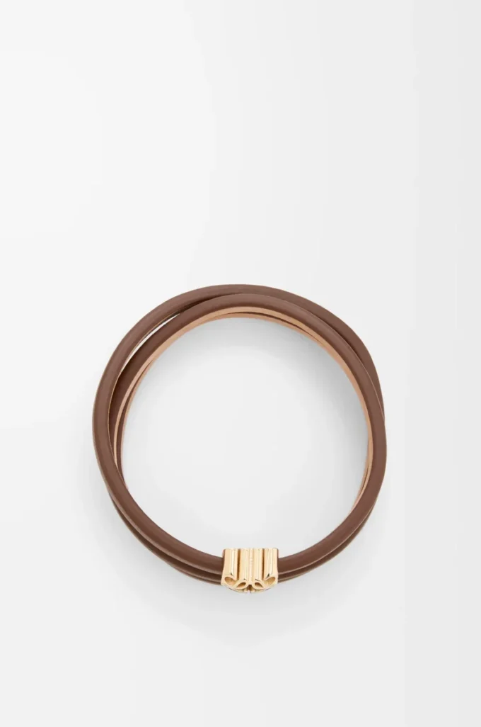 Anagram Bombé twist bracelet in calfskin Cocoa