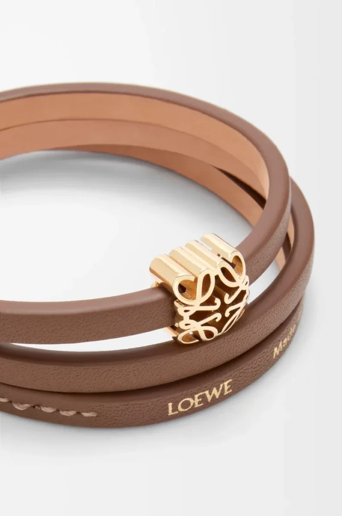 Anagram Bombé twist bracelet in calfskin Cocoa