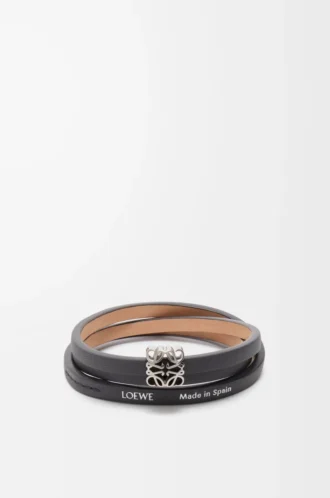 Anagram Bombé twist bracelet in calfskin Slate