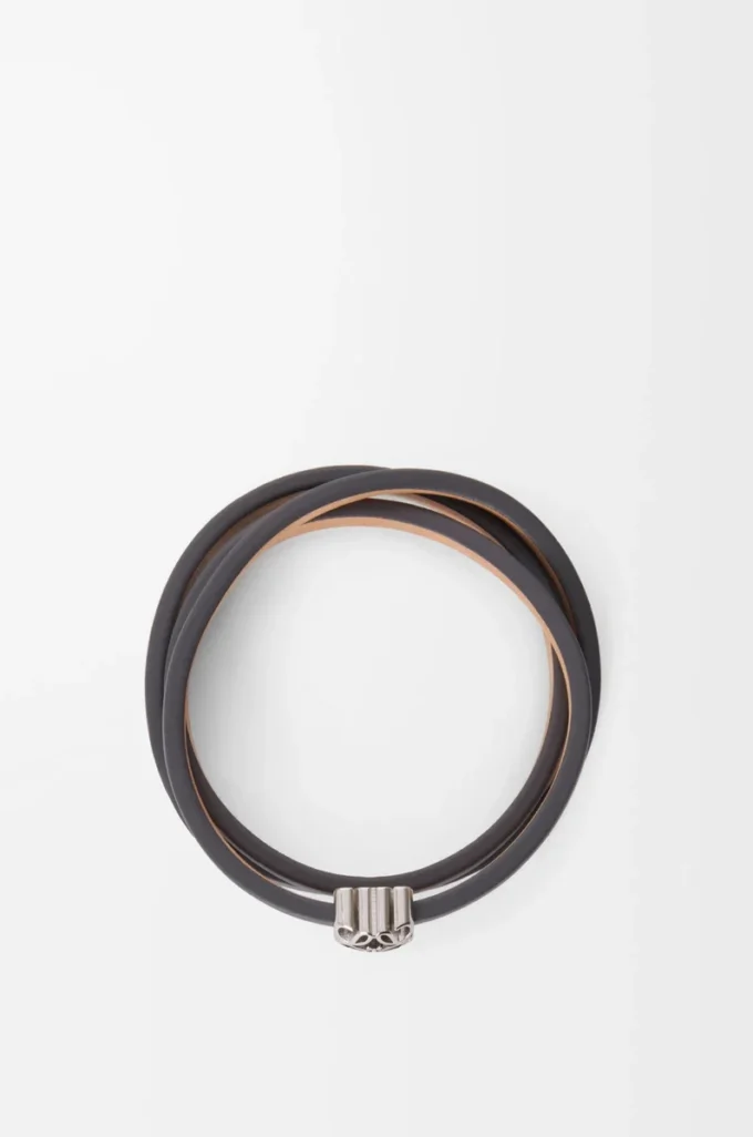 Anagram Bombé twist bracelet in calfskin Slate
