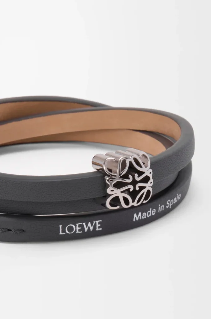 Anagram Bombé twist bracelet in calfskin Slate