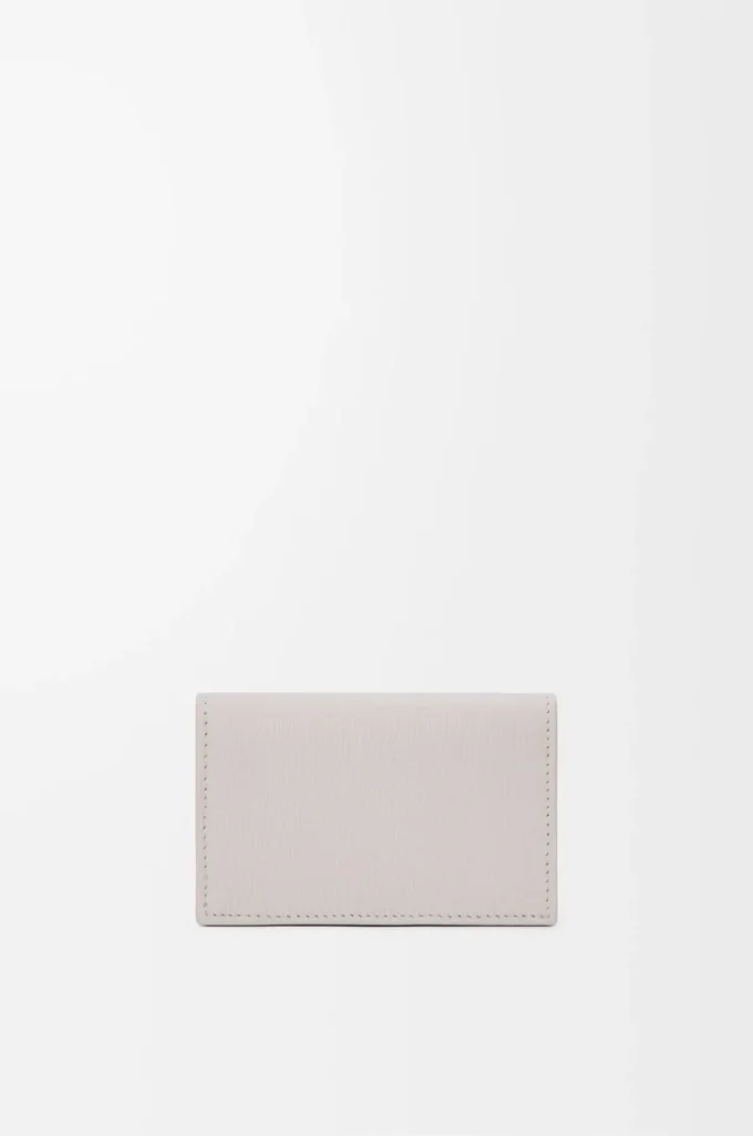 Anagram business cardholder in pebble grained calfskin Light Ghost