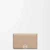 Anagram business cardholder in pebble grained calfskin Sand
