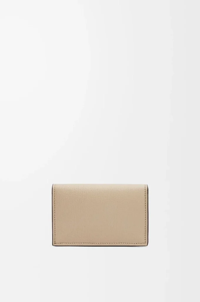 Anagram business cardholder in pebble grained calfskin Sand