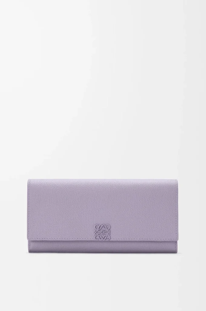 Anagram continental wallet in pebble grained calfskin Dirty Mauve