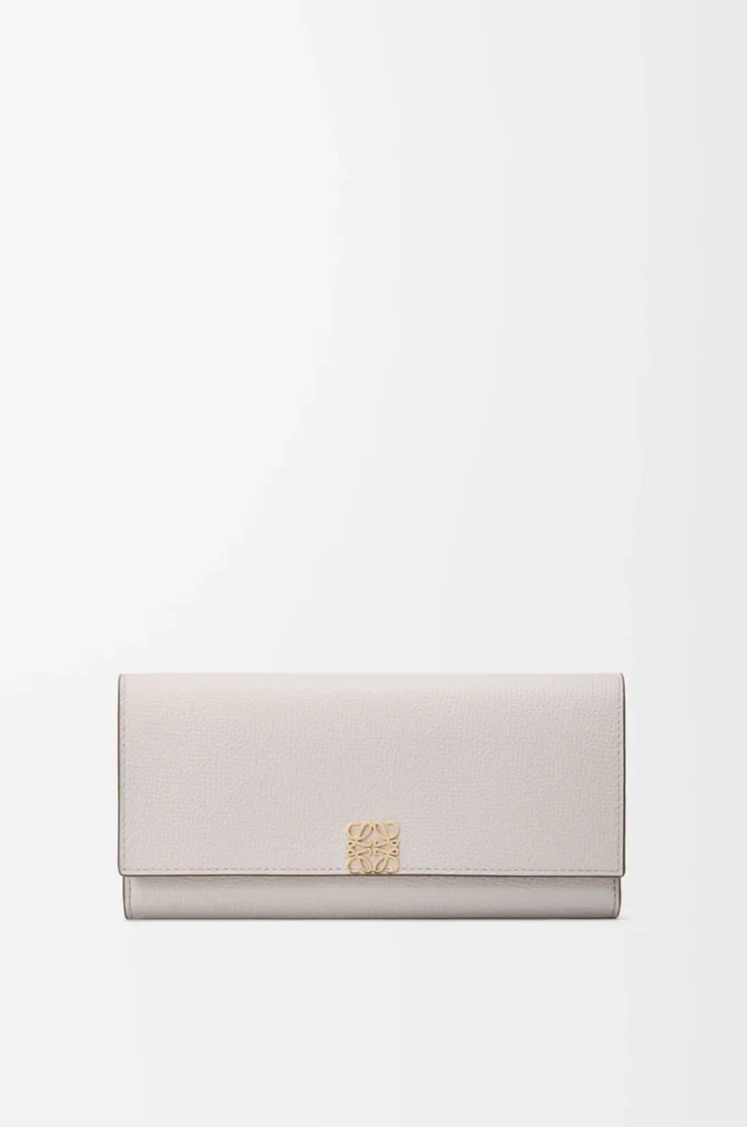 Anagram continental wallet in pebble grained calfskin Light Ghost Grey