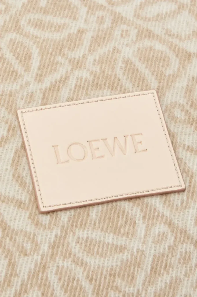 Anagram cushion in wool and cashmere Beige