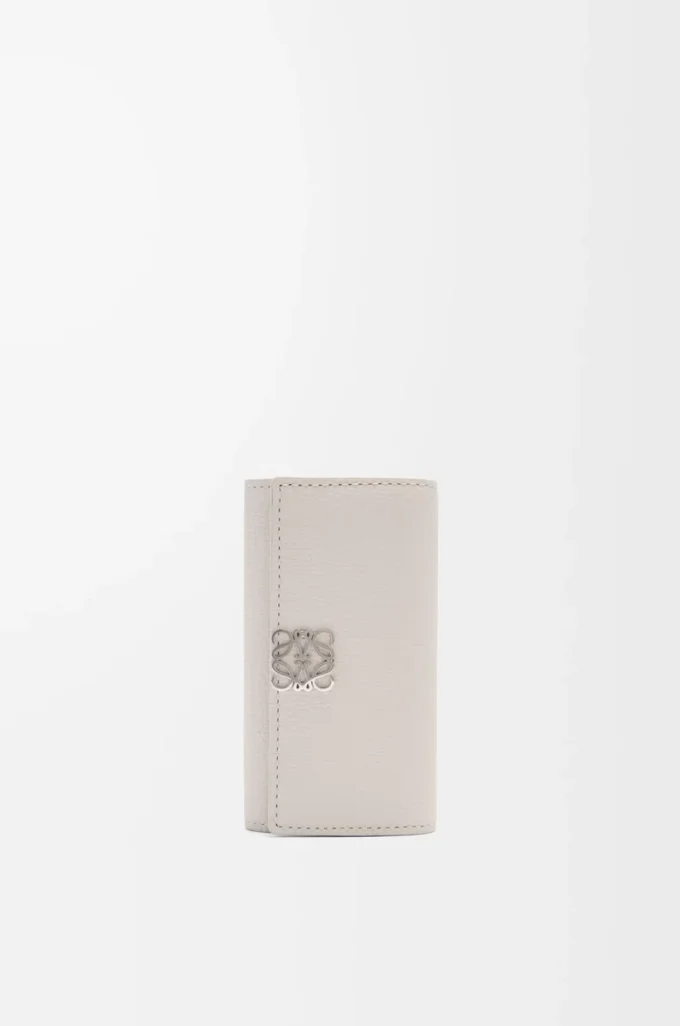 Anagram key case in pebble grained calfskin Light Ghost Anagram key case in pebble grained calfskin Light Ghost