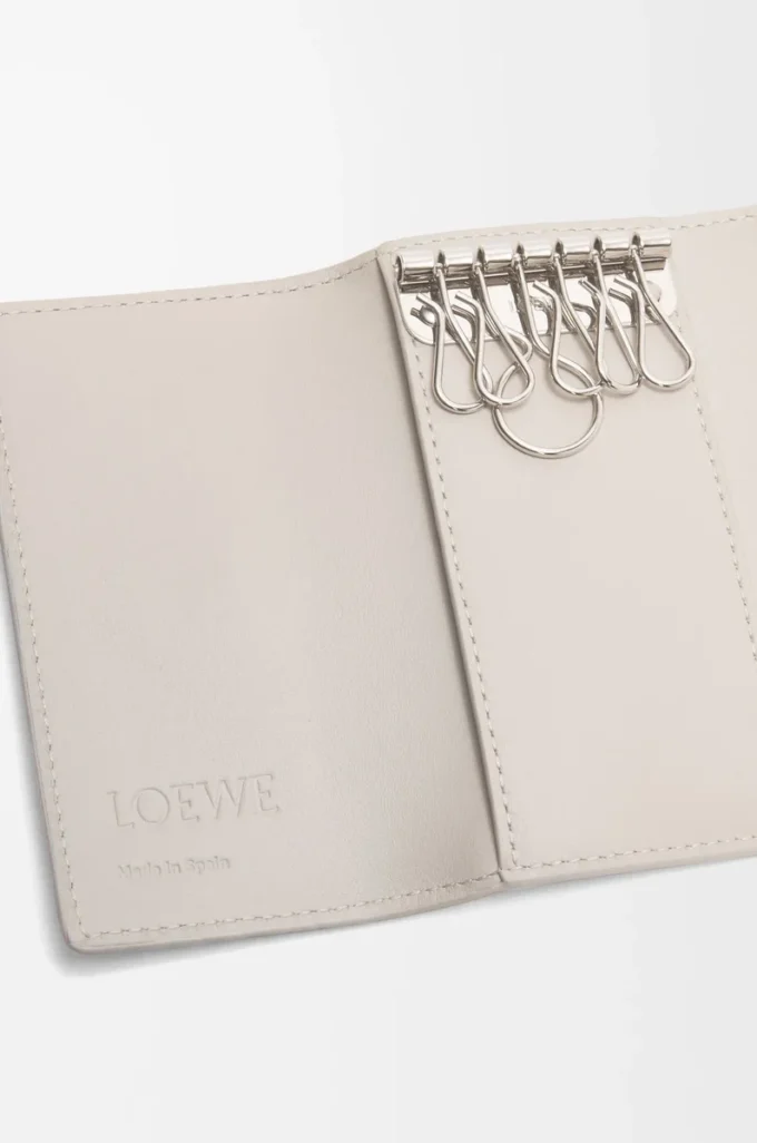 Anagram key case in pebble grained calfskin Light Ghost Anagram key case in pebble grained calfskin Light Ghost