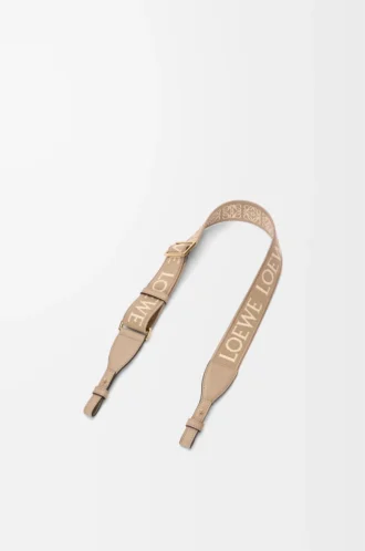 Anagram loop strap in jacquard and calfskin Sand