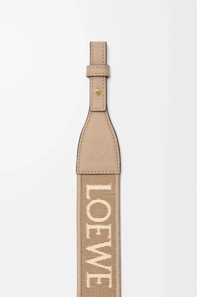 Anagram loop strap in jacquard and calfskin Sand