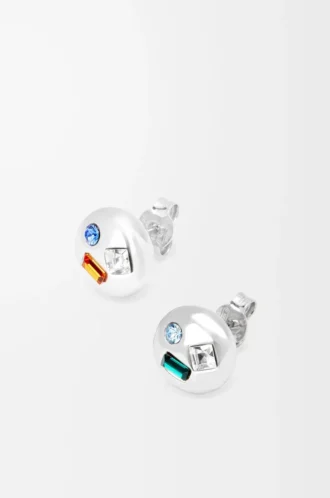 Anagram Pebble earrings in sterling silver and crystals Silver/Green