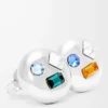 Anagram Pebble earrings in sterling silver and crystals Silver/Green