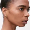Anagram Pebble mini hoop earrings in sterling silver Gold