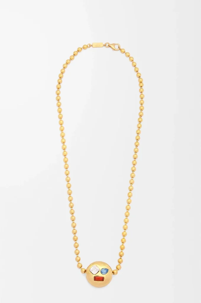 Anagram Pebble necklace in sterling silver and crystals Gold/Multicolor