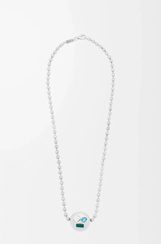 Anagram Pebble necklace in sterling silver and crystals Silver/Multicolor