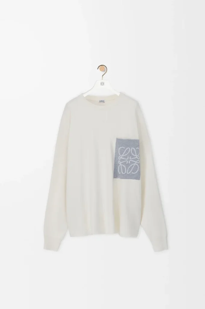 Anagram pocket sweater in cotton blend Beige/Grey