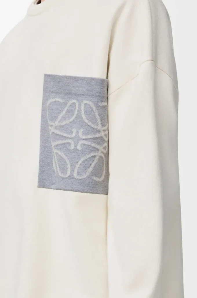 Anagram pocket sweater in cotton blend Beige/Grey