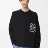 Anagram pocket sweater in cotton blend Black/White
