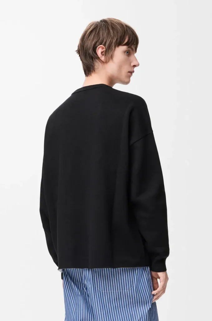 Anagram pocket sweater in cotton blend Black/White
