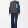 Anagram pocket sweater in cotton blend Grey/Blue