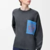 Anagram pocket sweater in cotton blend Grey/Blue